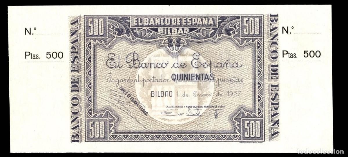 Billetes espa&ntilde;oles: 500 PESETAS 1937 BILBAO CON MATRIZ S/C