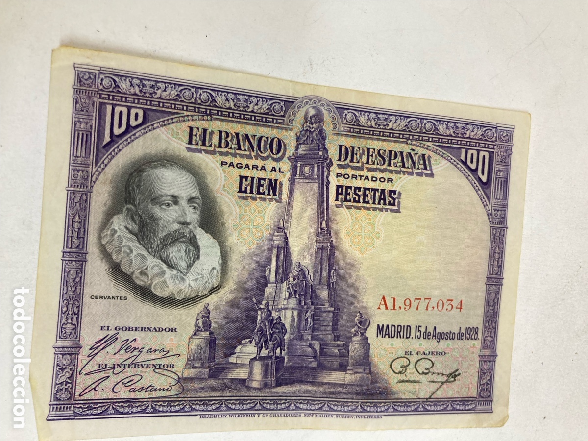 Billetes espa&ntilde;oles: Billete de cien pesetas 1928