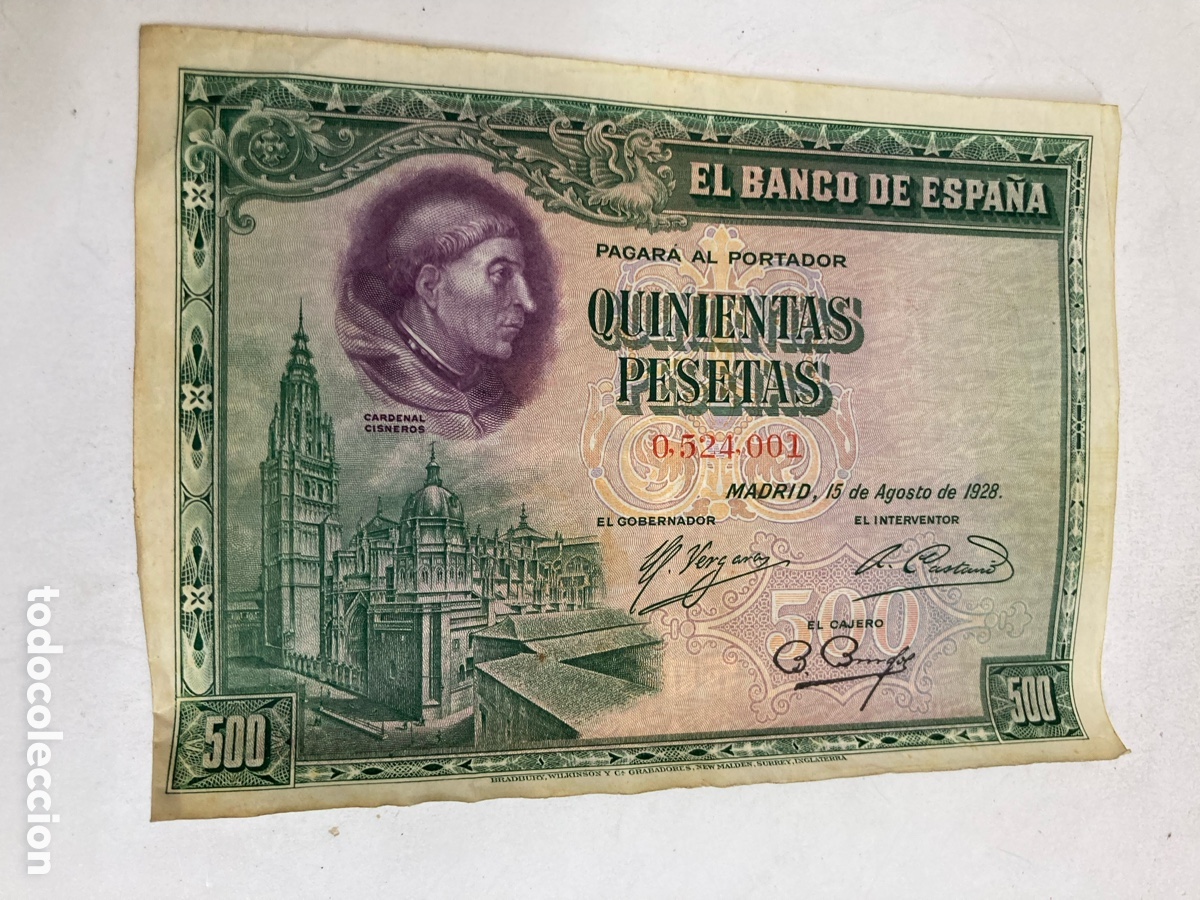 Billetes espa&ntilde;oles: Billete 500 pesetas 1928