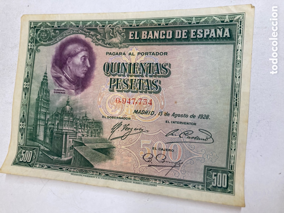 Billetes espa&ntilde;oles: Billete 500 pesetas 1928