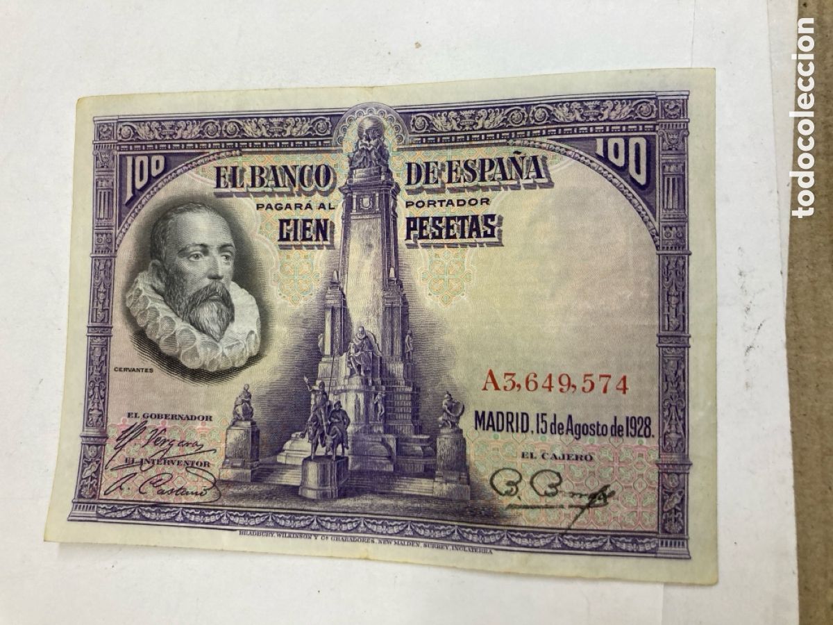 Billetes espa&ntilde;oles: Billete de cien pesetas 1928