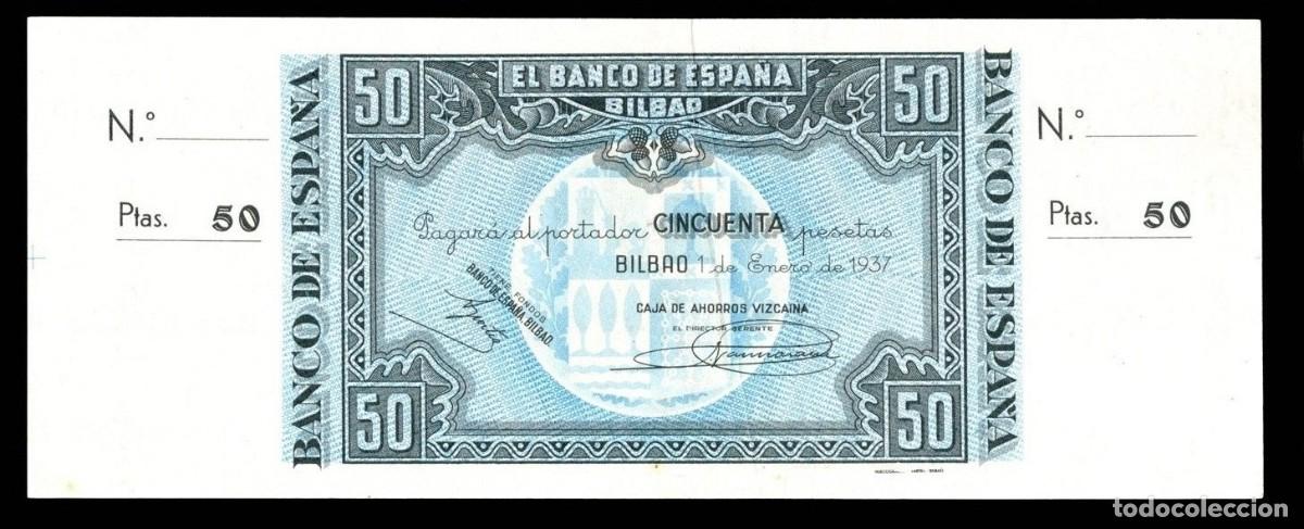 Billetes espa&ntilde;oles: 50 PESETAS 1937 BILBAO CON MATRIZ CAJA DE AHORROS VIZCAINA S/C-