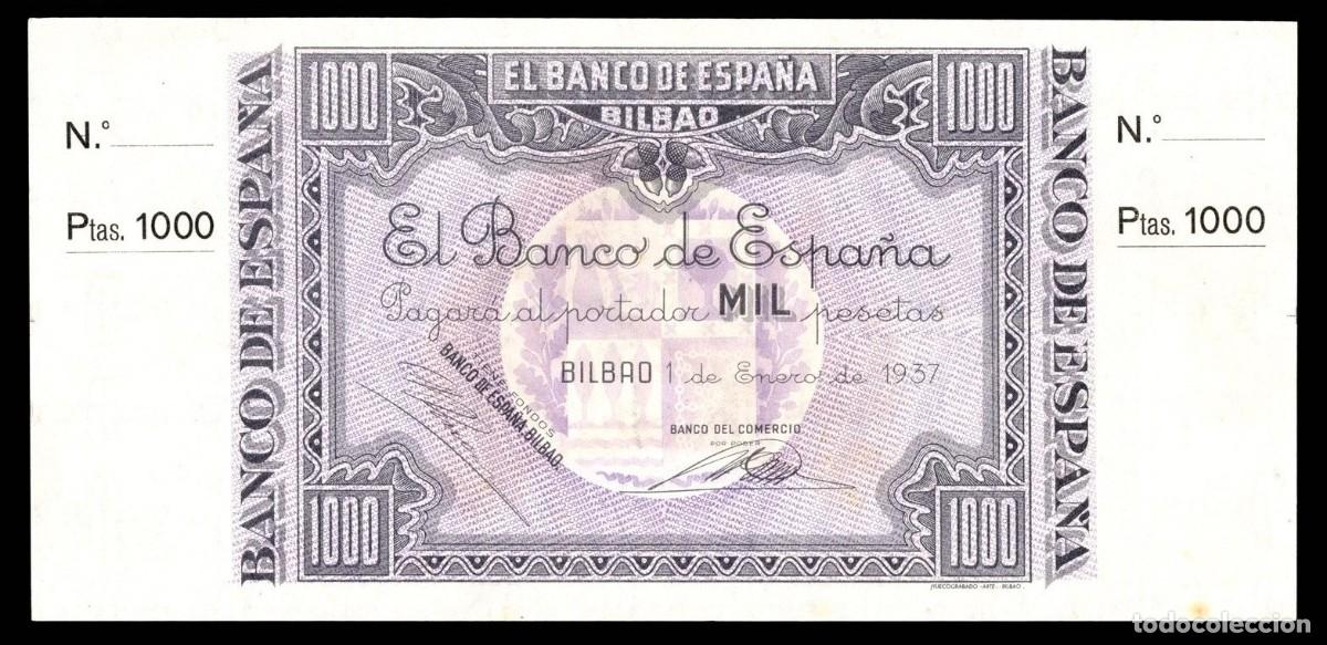 Billetes espa&ntilde;oles: 1000 PESETAS 1937 BILBAO CON MATRIZ BANCO DEL COMERCIO S/C-