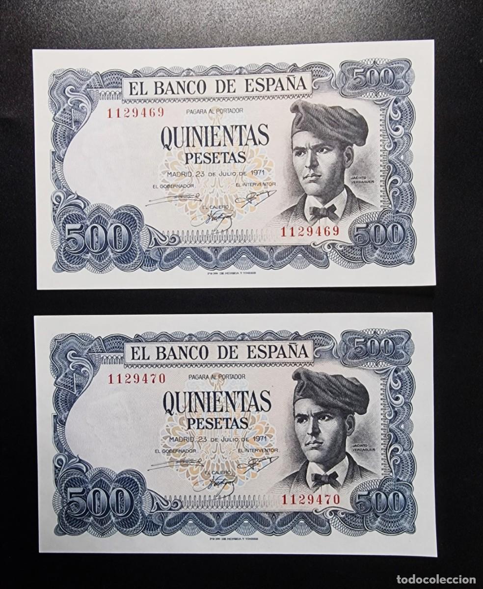 Billetes espa&ntilde;oles: SIN SERIE ** PAREJA CORRELATIVA SC |SOLO ACEPTO PAYPAL| BILLETE 500 PESETAS 1971 LEER DESCRIPCION
