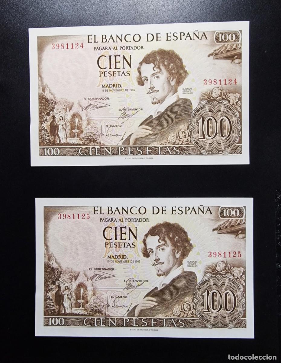 Billetes espa&ntilde;oles: SIN SERIE ** PAREJA CORRELATIVA SC |SOLO ACEPTO PAYPAL| BILLETE 100 PESETAS 1965 LEER DESCRIPCION