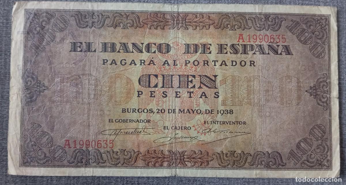 Billetes espa&ntilde;oles: 100 pesetas 1938 Burgos (serie A) BC