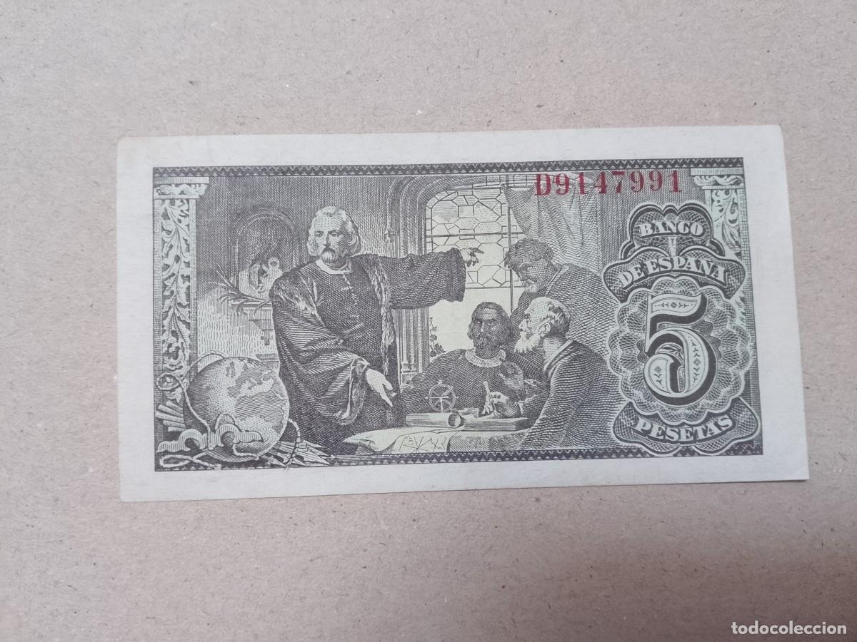 Billetes espa&ntilde;oles: Billete 5 pesetas 1943 - Foto 2