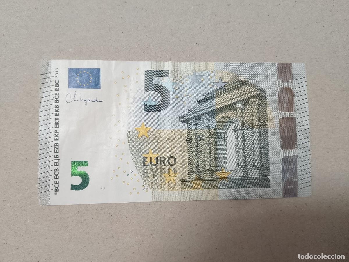 Billetes espa&ntilde;oles: 5 euros 4 firma, Lagarde, de la VC de Espa&ntilde;a, plancha V019A1