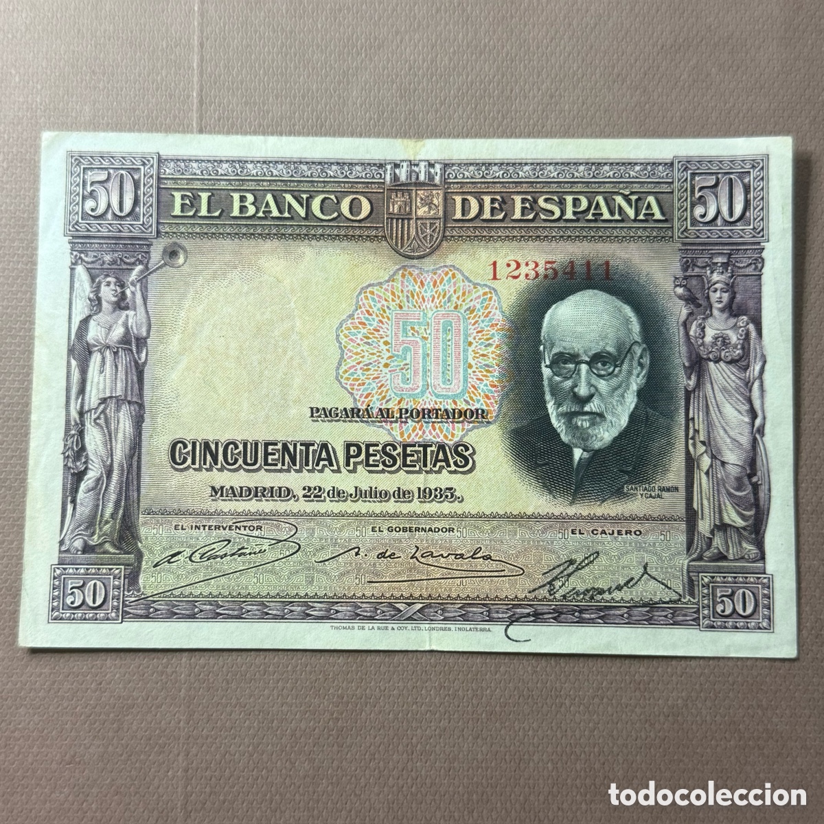 Billetes espa&ntilde;oles: Billete de 50 Pesetas de 1935 - Ram&oacute;n y Cajal - Sin serie