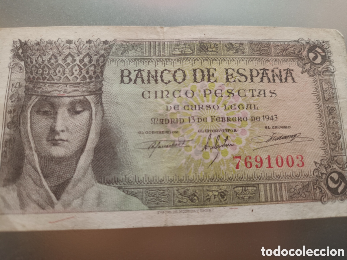 Billetes espa&ntilde;oles: BILLETE DE 5 PESETAS FEBRERO DE 1943