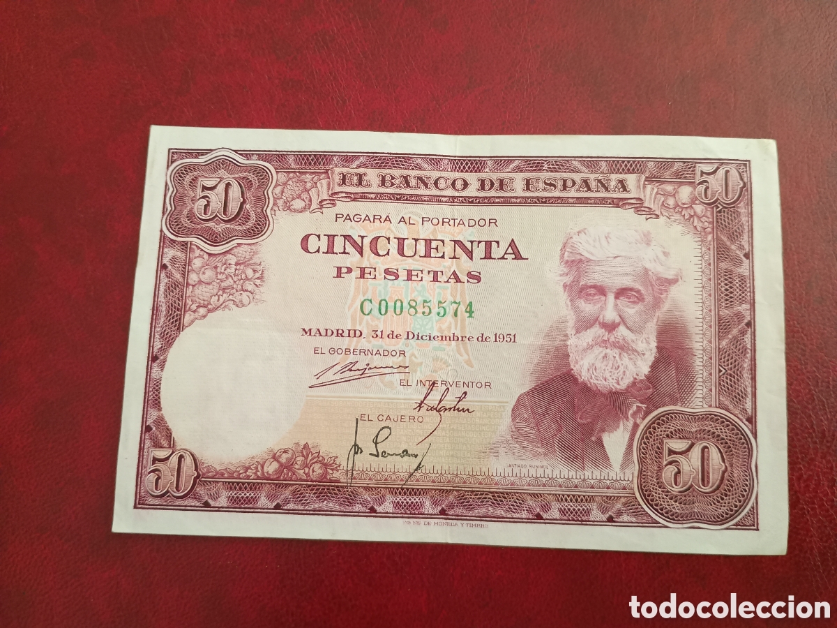 Billetes espa&ntilde;oles: ESPA&Ntilde;A 1951 - 50 PESETAS - SANTIAGO RUSI&Ntilde;OL - BILLETE ORIGINAL