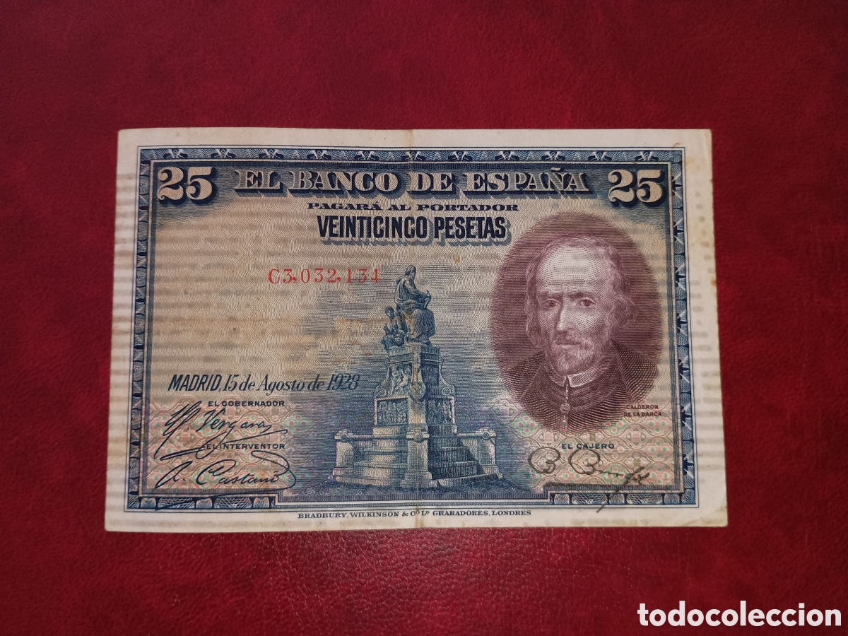 Billetes espa&ntilde;oles: ESPA&Ntilde;A 1928 - 25 PESETAS - CALDER&Oacute;N DE LA BARCA - BILLETE ORIGINAL