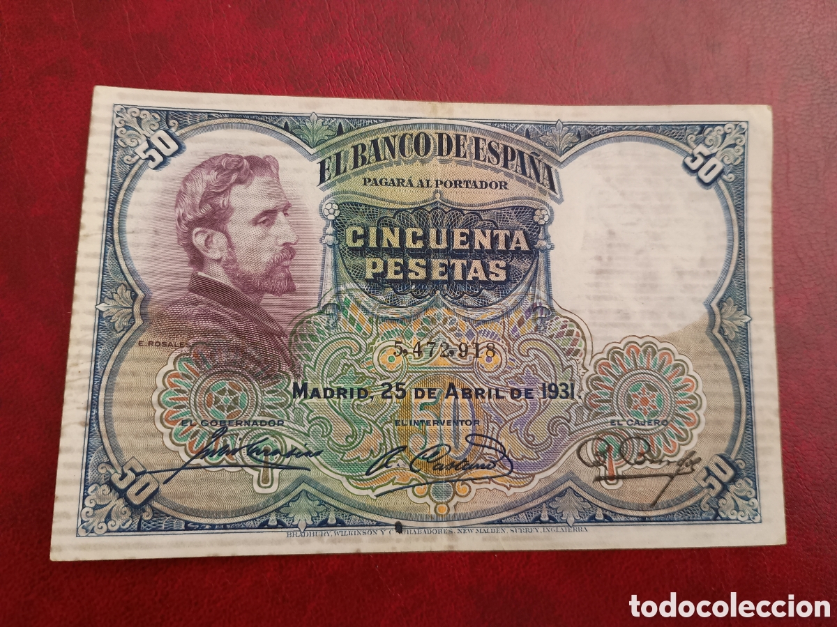 Billetes espa&ntilde;oles: ESPA&Ntilde;A 1931 - 50 PESETAS - E. ROSALES - BILLETE ORIGINAL