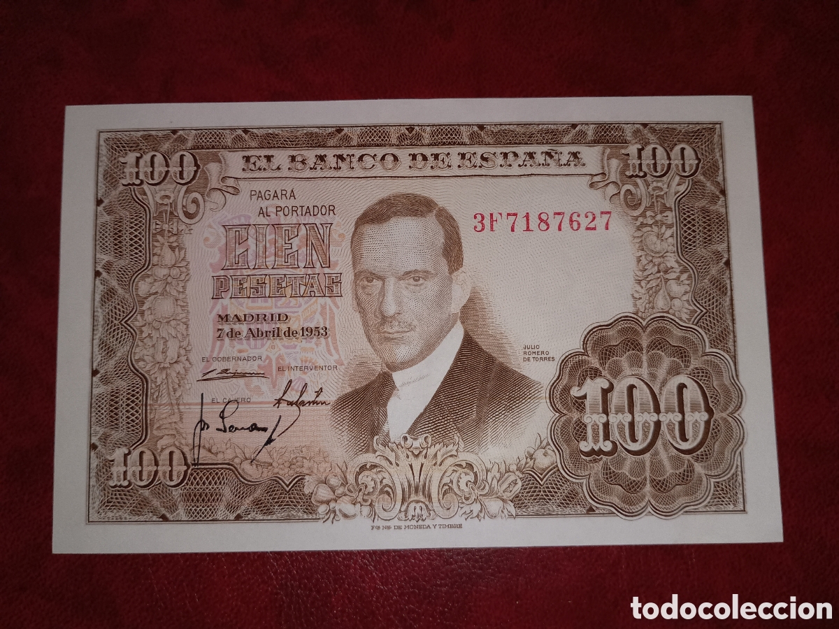 Billetes espa&ntilde;oles: ESPA&Ntilde;A 1953 - 100 PESETAS - JULIO ROMERO DE TORRES - BILLETE ORIGINAL NUEVO