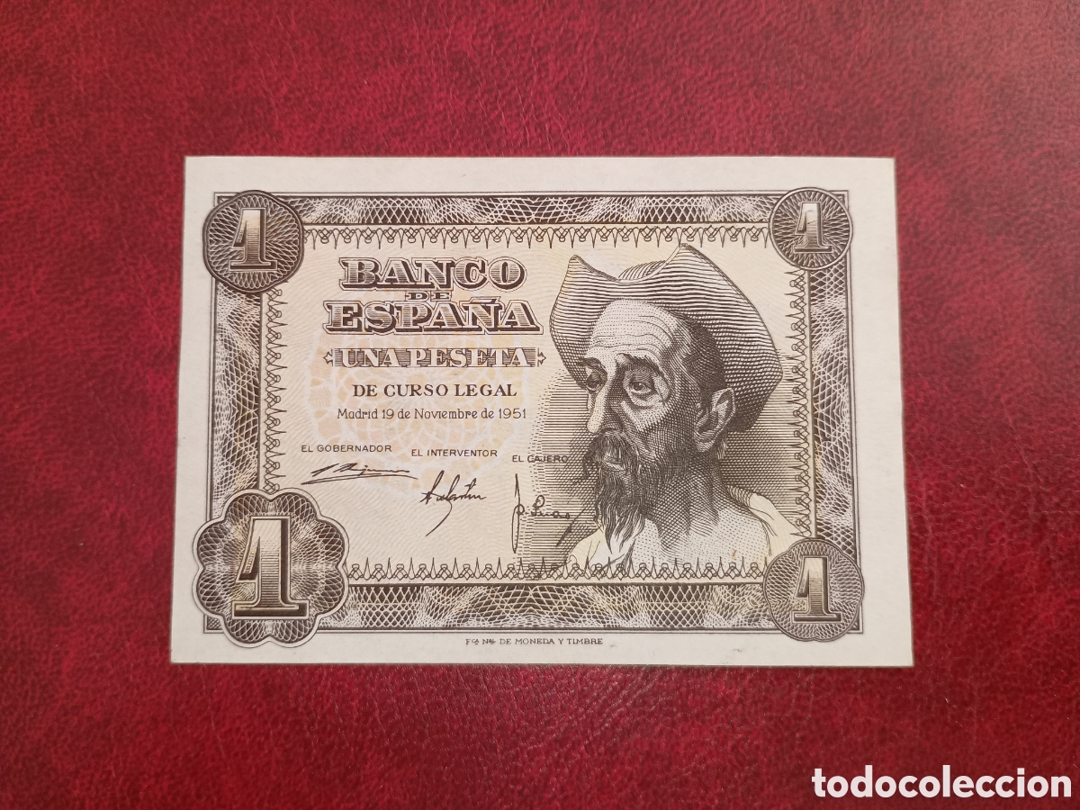 Billetes espa&ntilde;oles: ESPA&Ntilde;A 1951 - 1 PESETA - DON QUIJOTE DE LA MANCHA - BILLETE ORIGINAL NUEVO