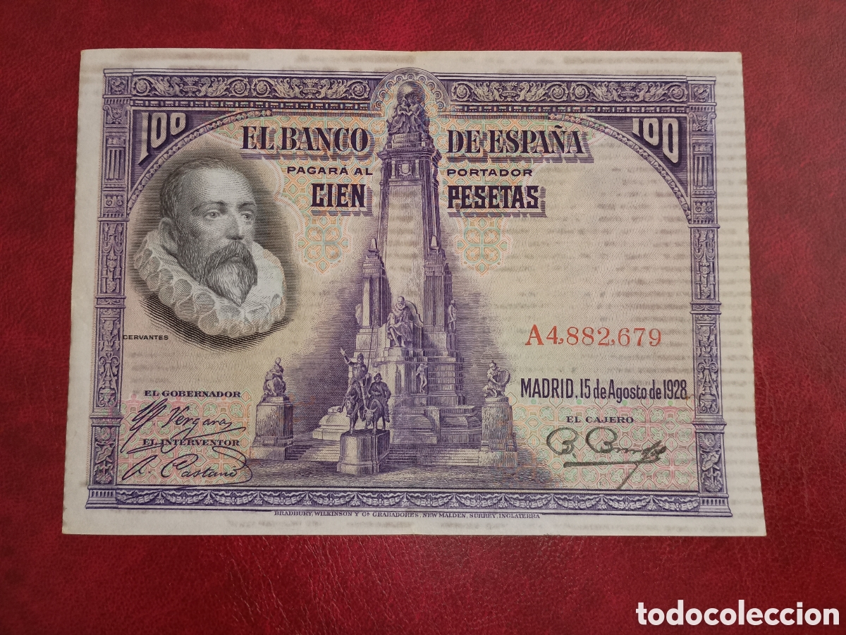 Billetes espa&ntilde;oles: ESPA&Ntilde;A 1928 - 100 PESETAS - CERVANTES - BILLETE ORIGINAL