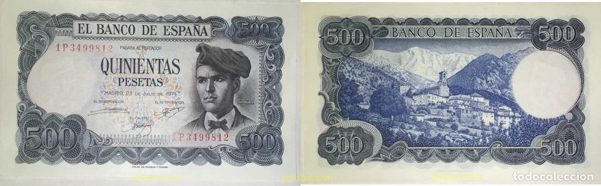 Banconote spagnole: 375 ESPA&Ntilde;A 1971 500 PESETAS 1971 JACINTO VERDAGUER