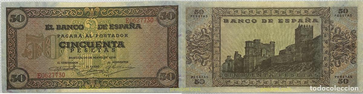 Spanische Banknoten: 336 ESPA&Ntilde;A 1938 50 Pesetas Estado espa&ntilde;ol 20 de mayo de 1938