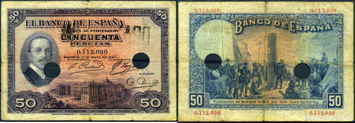 Billetes espa&ntilde;oles: 640 ESPA&Ntilde;A 1927 50 PESETAS 1927 SELLO REPUBLICA