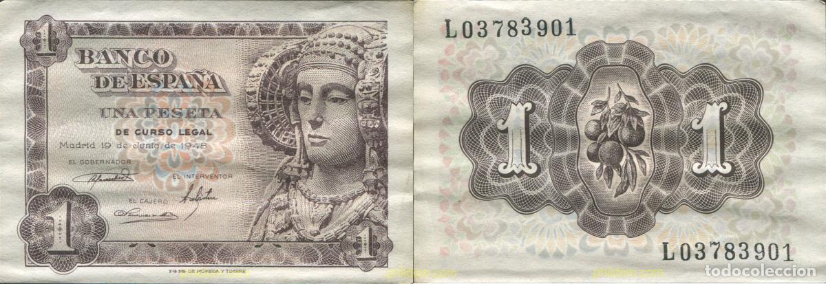 Billetes espa&ntilde;oles: 8143 ESPA&Ntilde;A 1948 1 Peseta Estado espa&ntilde;ol 19 de junio de 1948