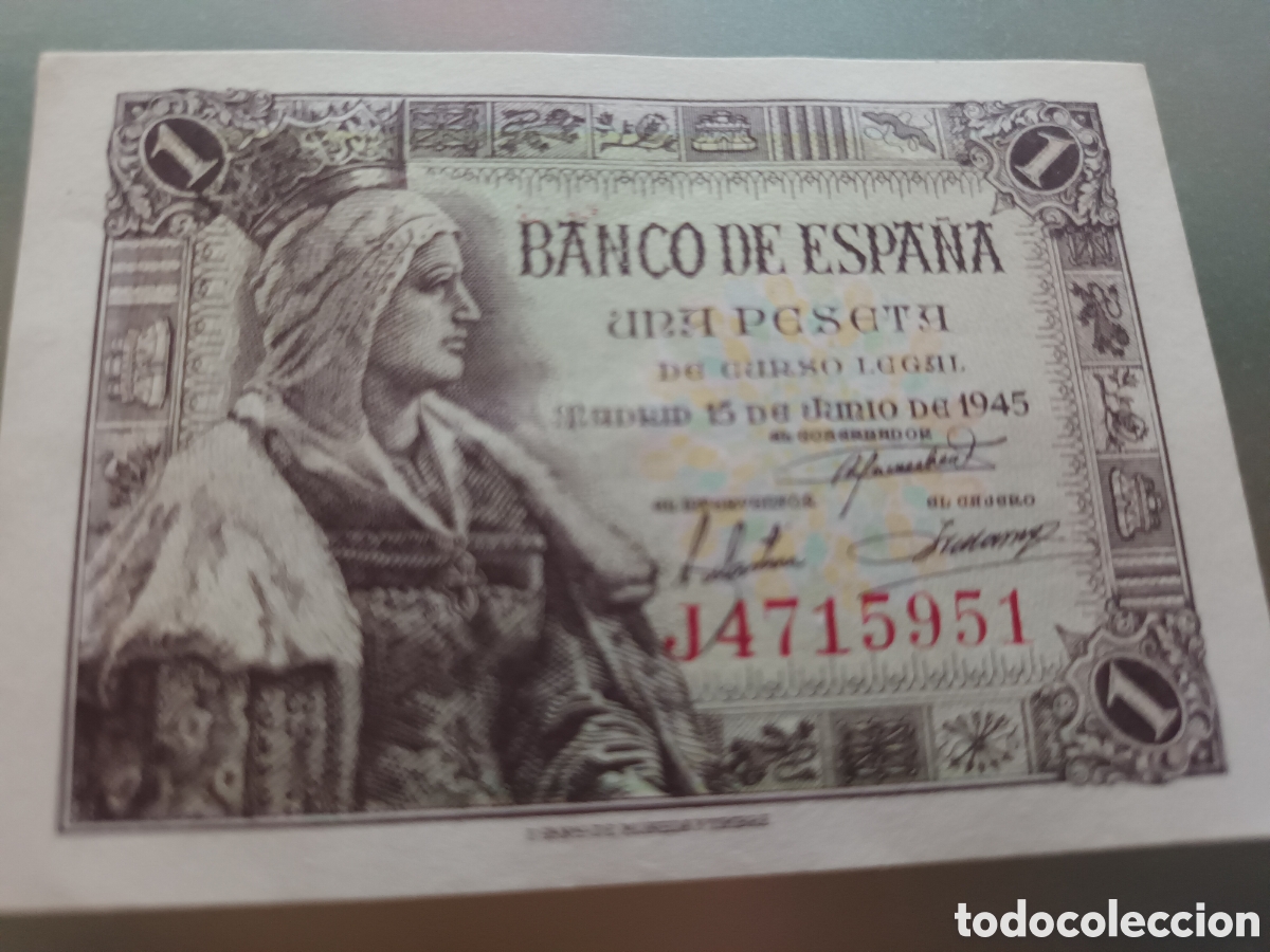 Billetes espa&ntilde;oles: BILLETE DE 1 PESETA DEL 15 DE JUNIO DEL 1945