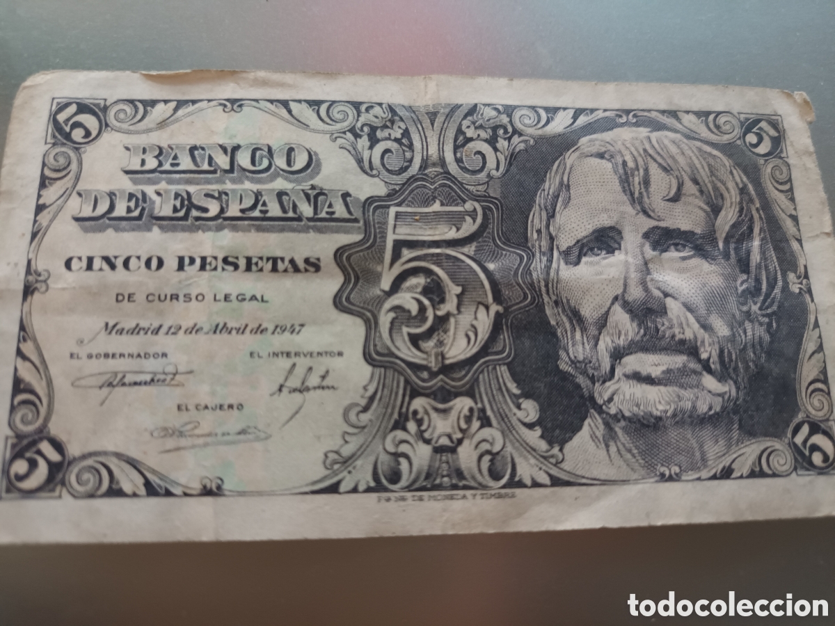 Billetes espa&ntilde;oles: BILLETE DE 5 PESETAS DE ABRIL DE 1947