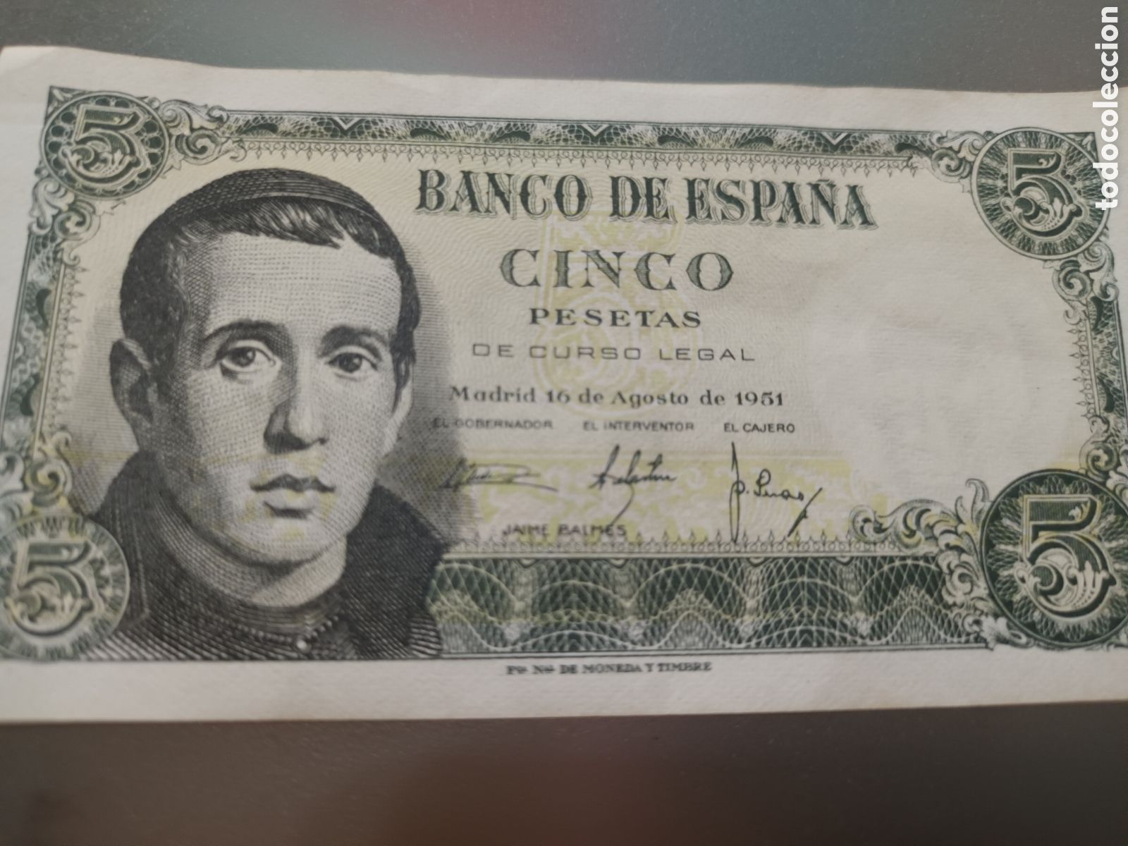 Billetes espa&ntilde;oles: BILLETE DE 5 PESETAS DE AGOSTO DE 1951