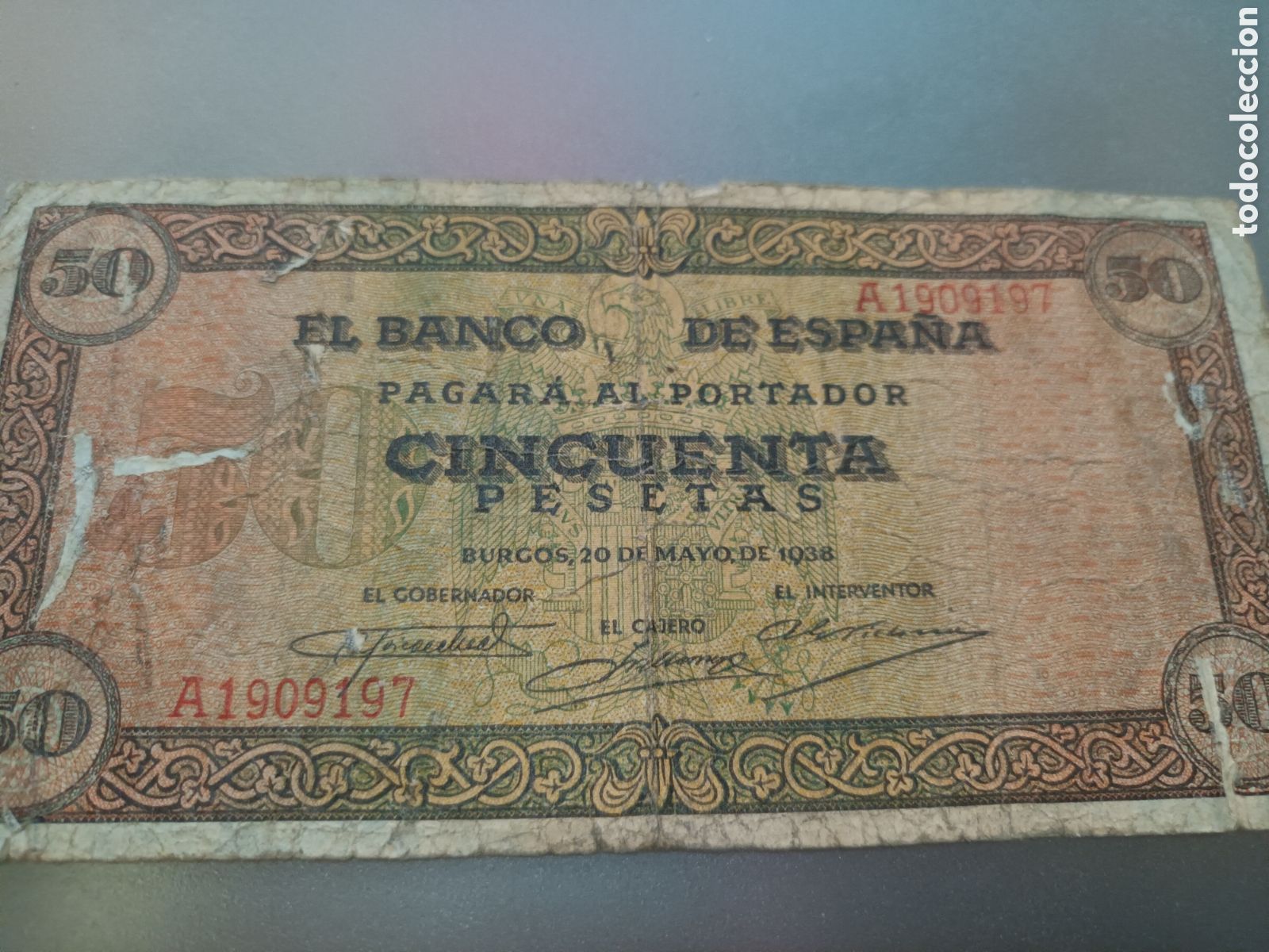 Billetes espa&ntilde;oles: BILLETE DE 50 PESETAS DE MAYO DE 1938