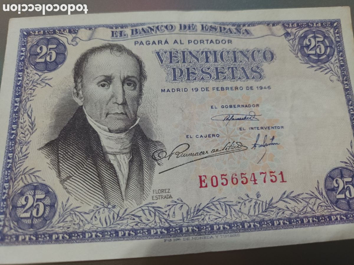 Billetes espa&ntilde;oles: BILLETE DE 25 PESETAS DE FEBRERO DE 1946