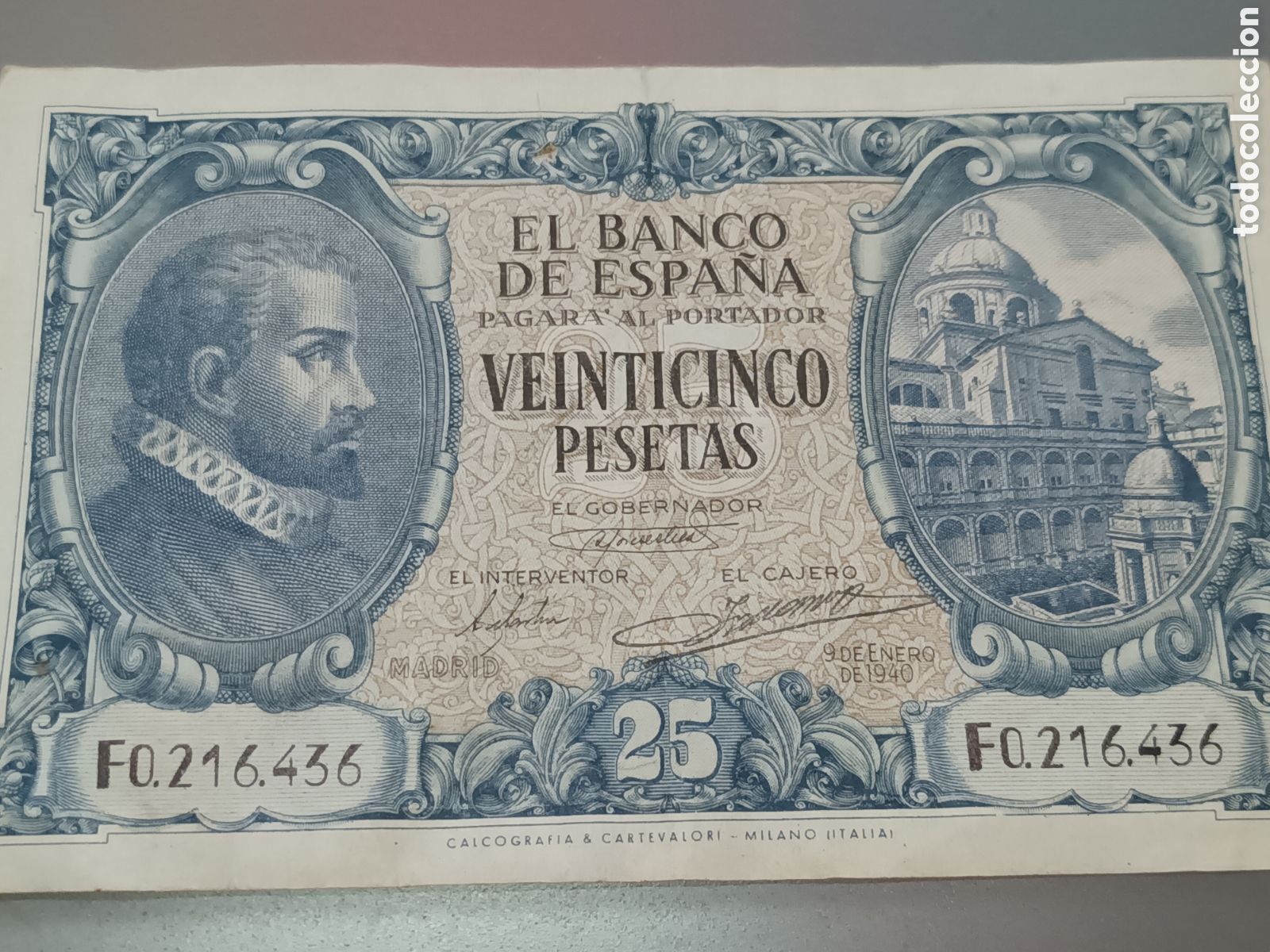 Billetes espa&ntilde;oles: BILLETE DE 25 PESETAS DE 9 DE ENERO DE 1940