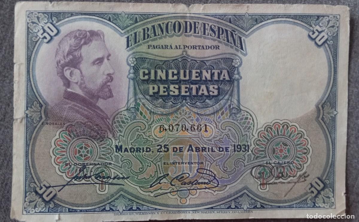 Spanische Banknoten: 50 pesetas 1931 sin serie (BC)