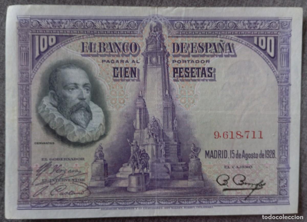 Billetes espa&ntilde;oles: 100 pesetas 1928 sin serie (EBC-)