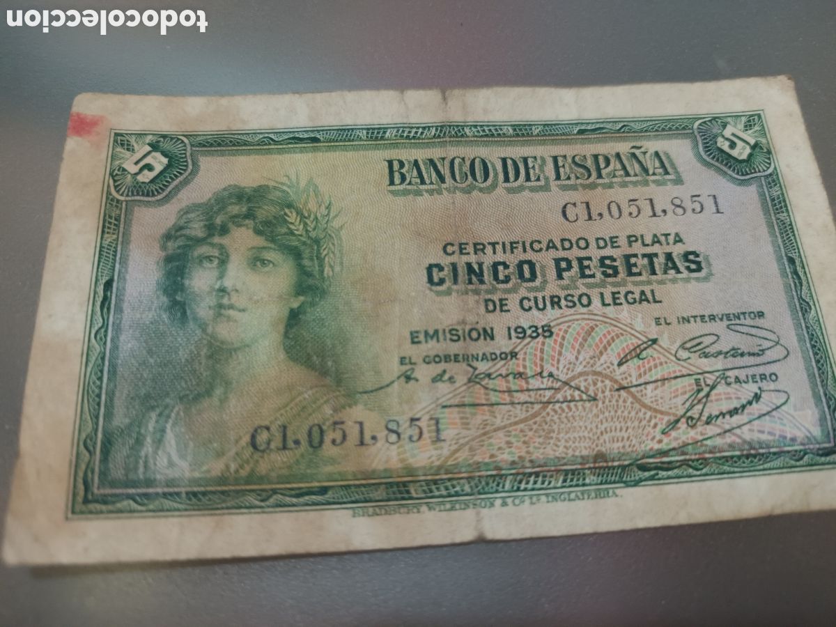 Billetes espa&ntilde;oles: BILLETE DE 5 PESETAS EMISI&Oacute;N 1938