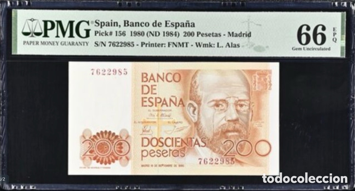 Billetes espa&ntilde;oles: Billete 200 pesetas 1980 PMG 66 Sin Serie