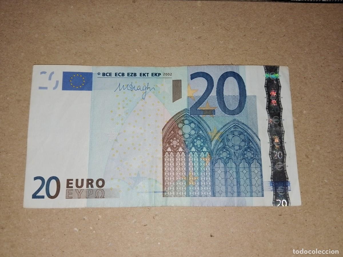 Billetes espa&ntilde;oles: 20 euros 3 firma Draghi, dise&ntilde;o antiguo