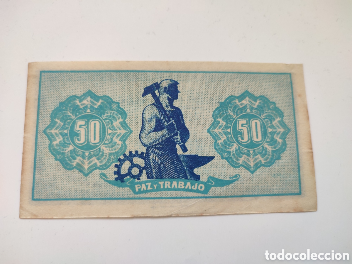 Billetes espa&ntilde;oles: 50 c&eacute;ntimos del Consejo de Asturias y Le&oacute;n - Foto 2