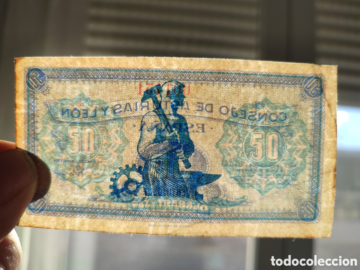Billetes espa&ntilde;oles: 50 c&eacute;ntimos del Consejo de Asturias y Le&oacute;n - Foto 3