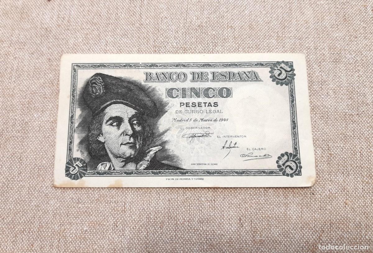 Billetes espa&ntilde;oles: Billete de 5 Pesetas 1948