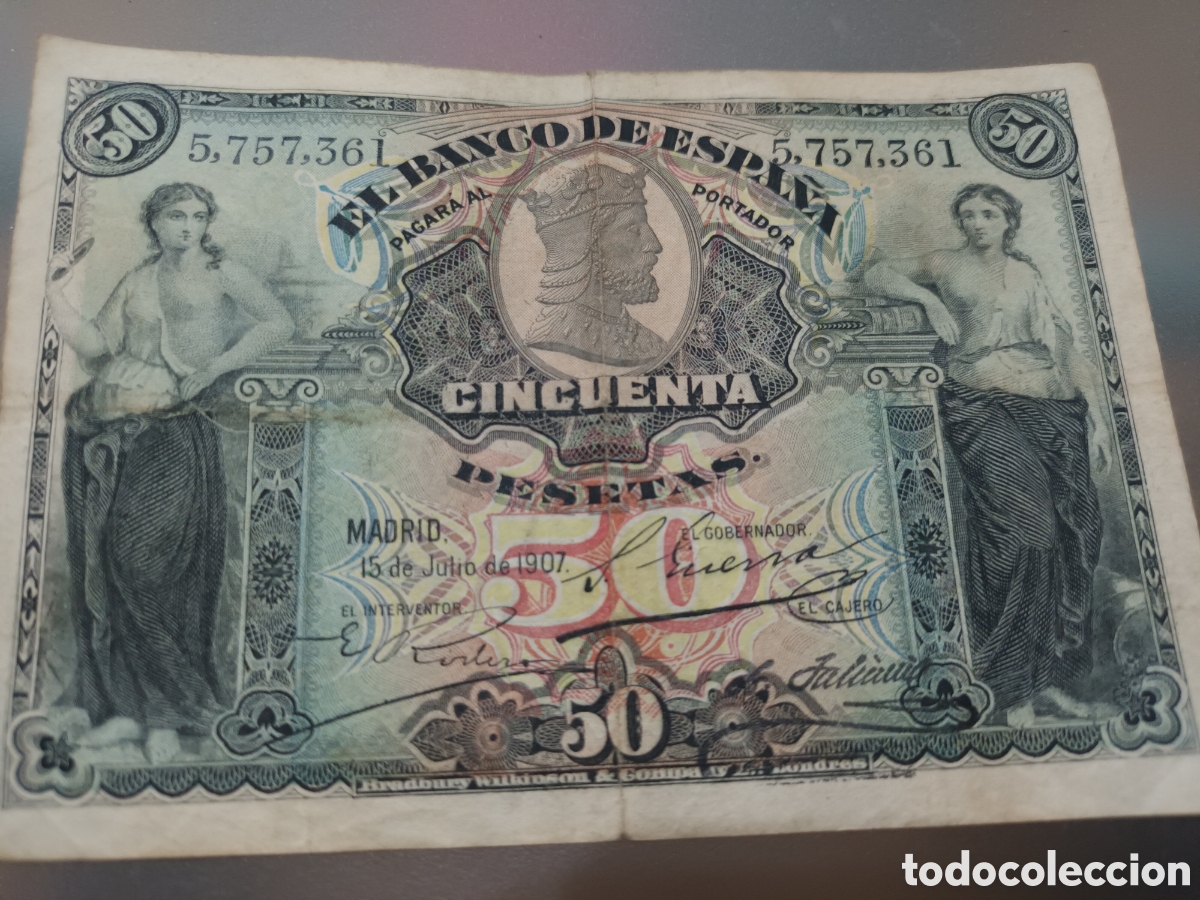 Billetes espa&ntilde;oles: BILLETE DE 50 PESETAS JULIO DE 1907 BUSTO DE ALFONSO XIII