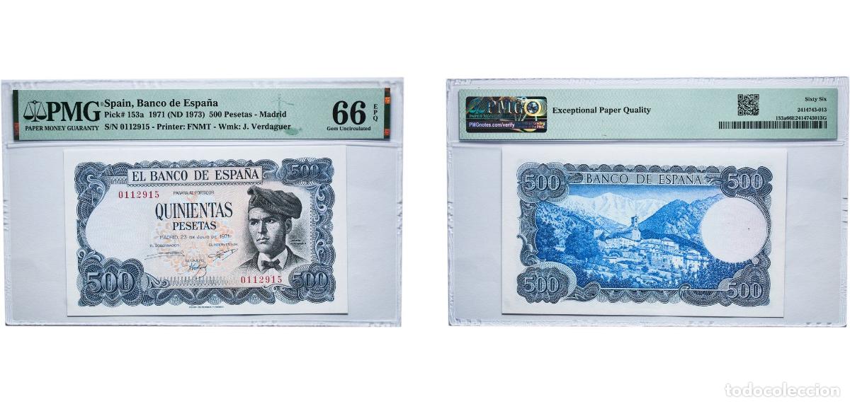 Billetes espa&ntilde;oles: Spain Kingdom 1971 (ND 1973) 500 Pesetas -Madrid Paper PMG Gem Uncirculated 66 EPQ P 153a