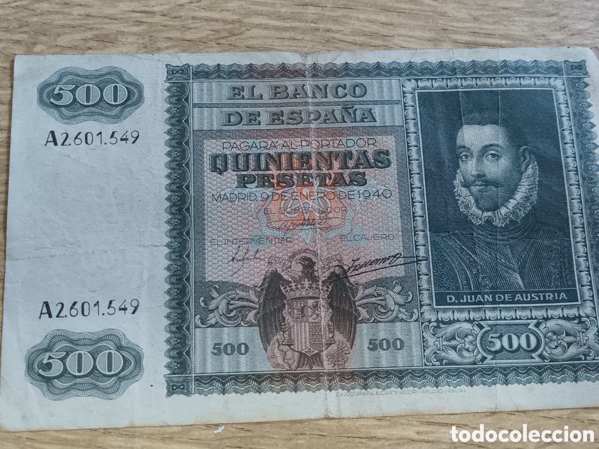 Billetes espa&ntilde;oles: BILLETE DE 500 PESETAS 9 DE ENERO DE 1940 D. JUAN DE AUSTRIA