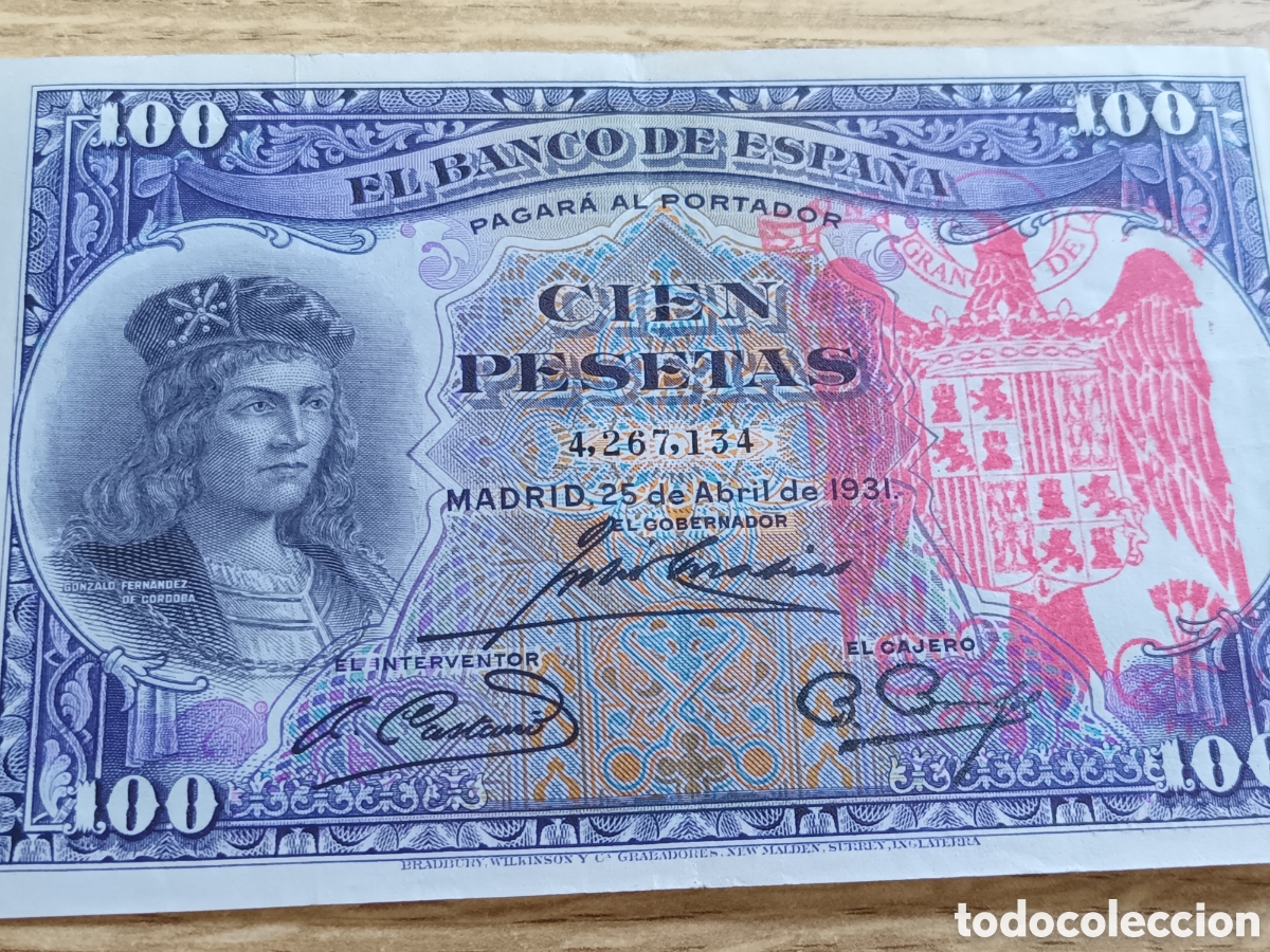 Billetes espa&ntilde;oles: BILLETE DE 100 PESETAS DEL 25 DE ABRIL DE 1931 SELLO DEL AGUILA IMPERIAL