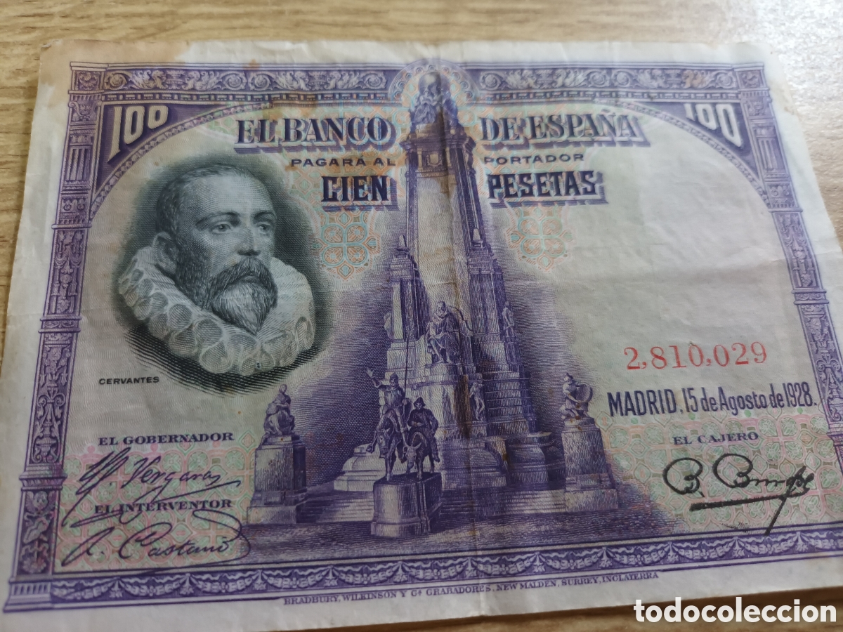 Billetes espa&ntilde;oles: BILLETE DE 100 PESETAS DEL 15 DE AGOSTO DE 1928