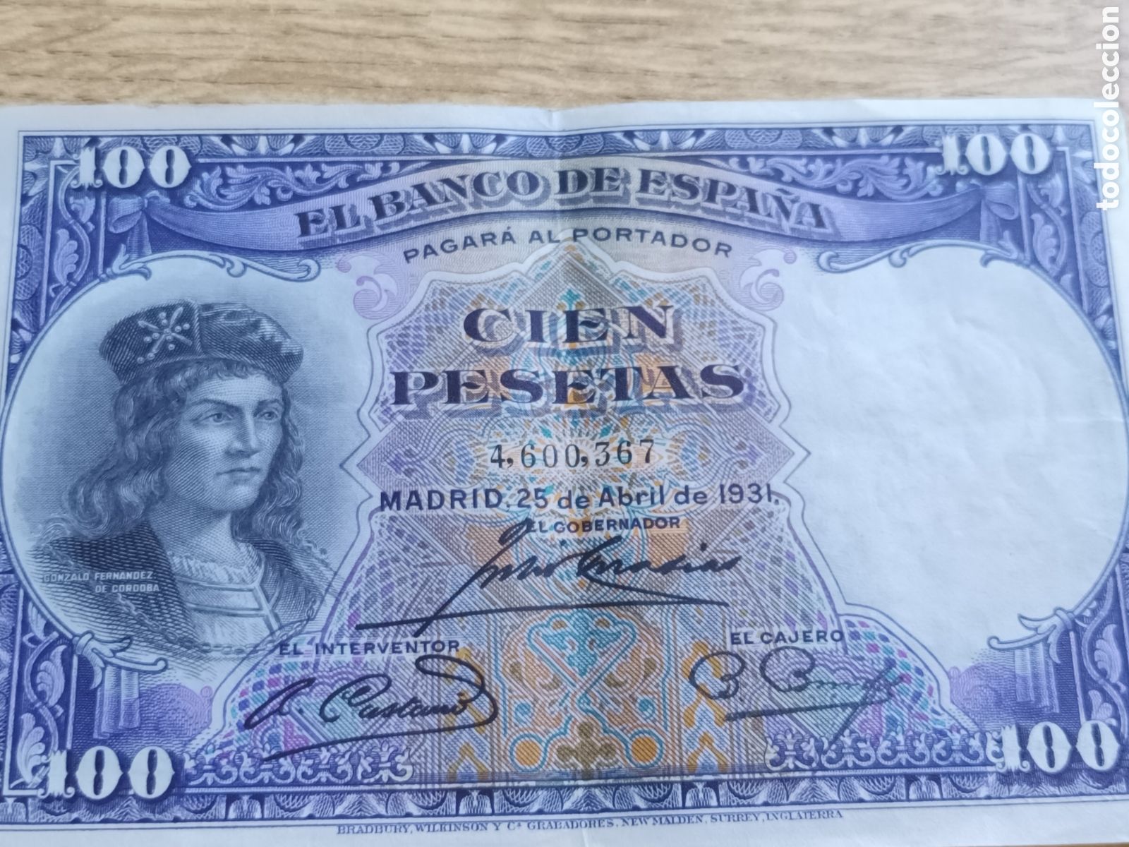 Billetes espa&ntilde;oles: BILLETE DE 100 PESETAS DEL 25 DE ABRIL DE 1931