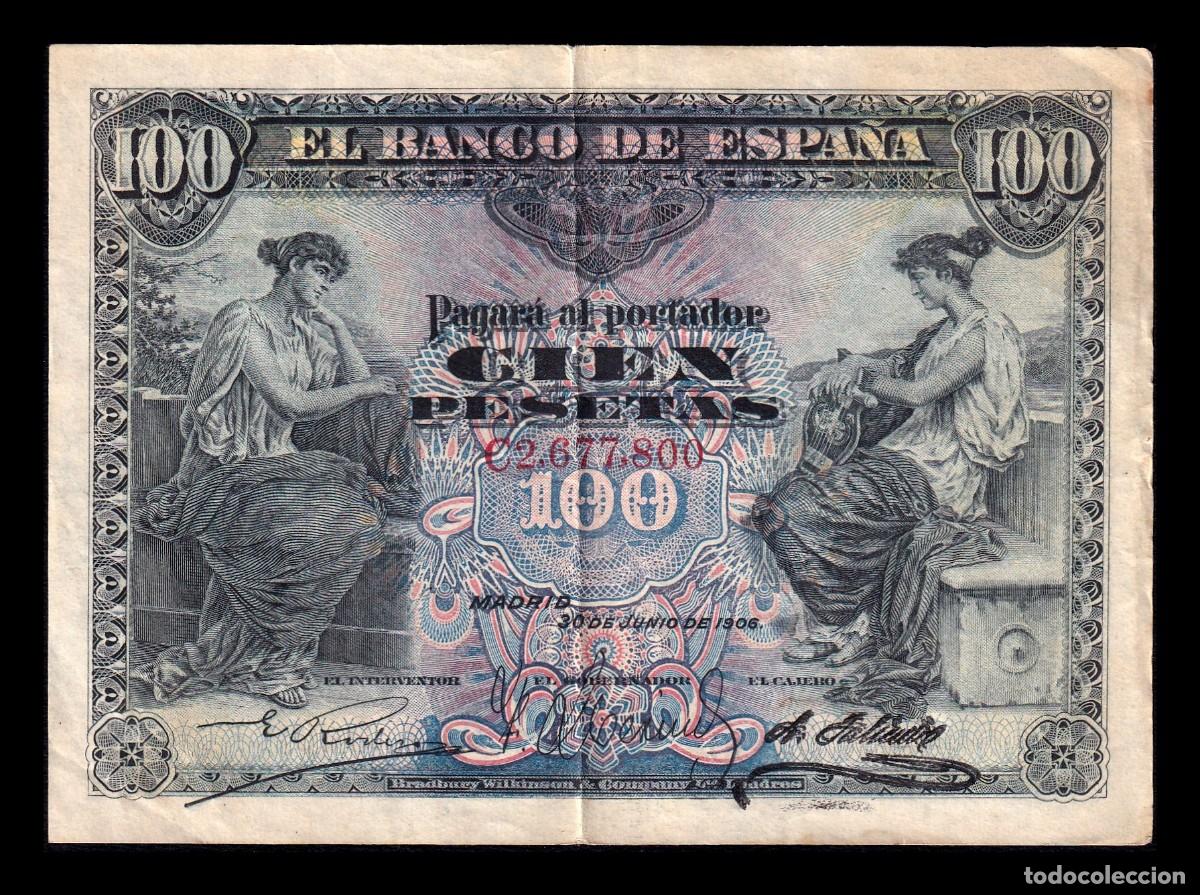 Billetes espa&ntilde;oles: Espa&ntilde;a 100 Pesetas 1906 Pick 59a Serie C Mbc+ Vf+