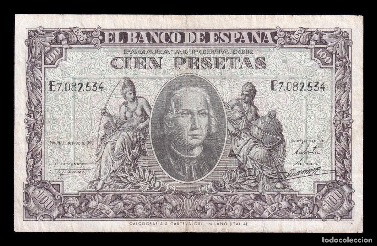 Billetes espa&ntilde;oles: Espa&ntilde;a 100 Pesetas Fco. Bayeu 1940 Pick 118 Serie E Mbc Vf