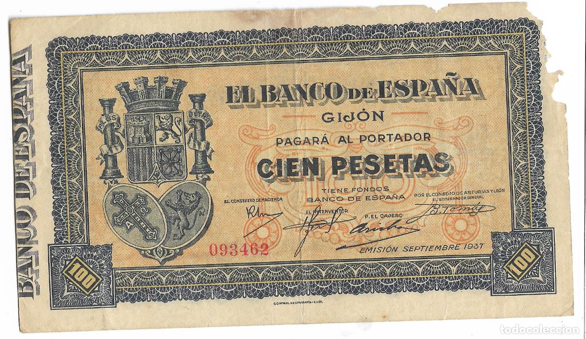 Billetes espa&ntilde;oles: BANCO DE ESPA&Ntilde;A ( GIJON ) 100 PESETAS 1937