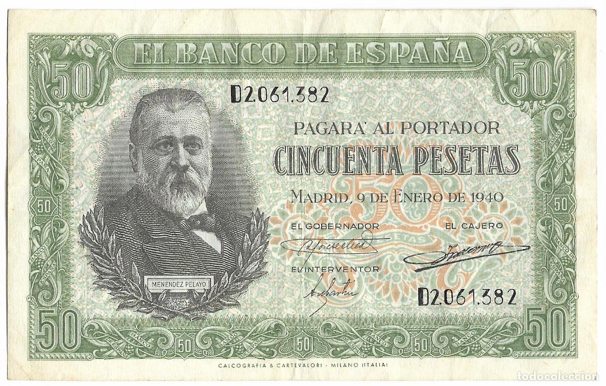 Billetes espa&ntilde;oles: BANCO DE ESPA&Ntilde;A ( MENENDEZ PELAYO ) 50 PESETAS 1940