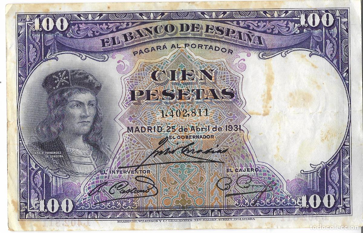 Billetes espa&ntilde;oles: BANCO DE ESPA&Ntilde;A ( GONZALO FERNANDEZ CORDOBA ) 100 PESETAS 1931