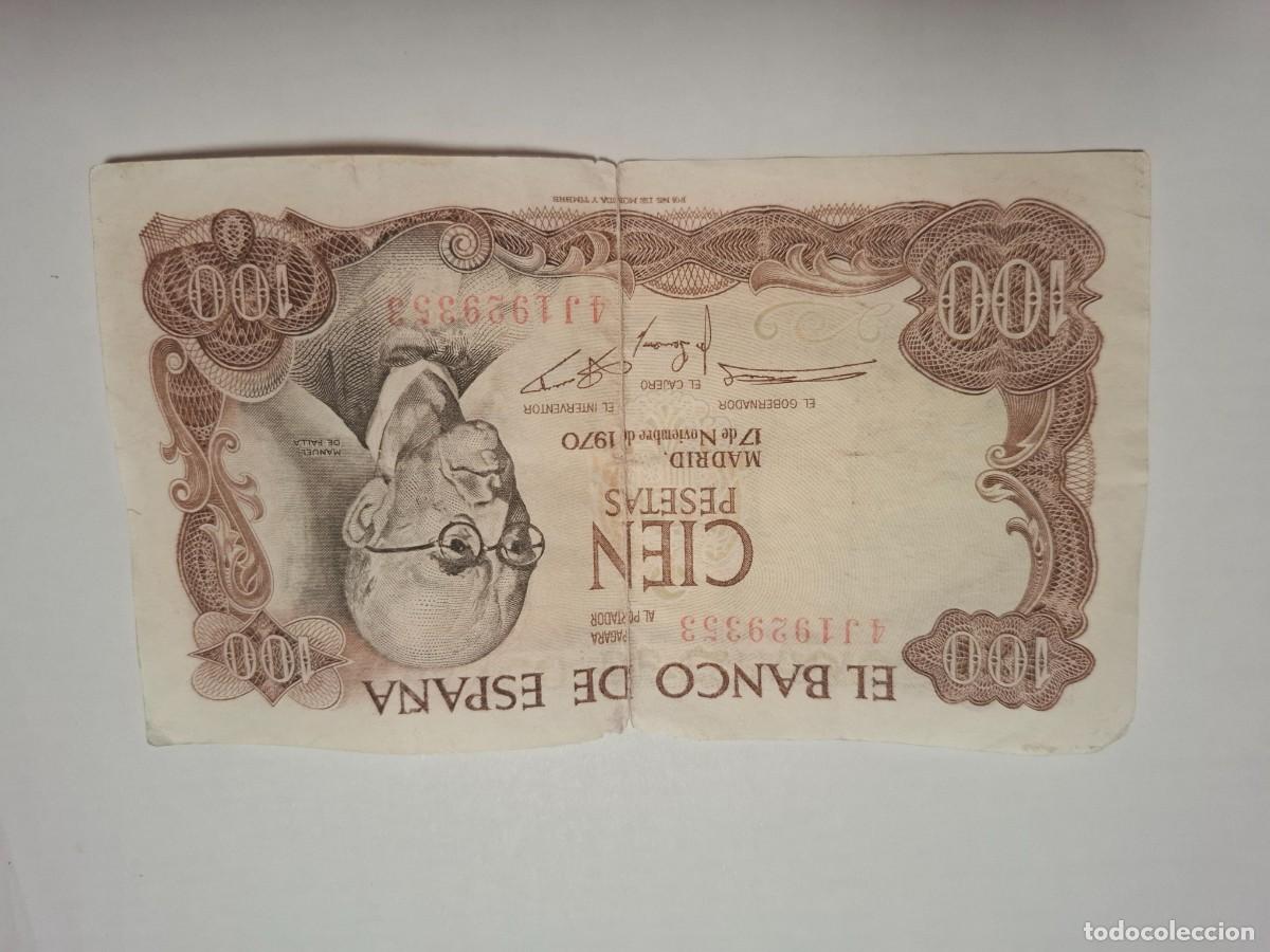 Billetes espa&ntilde;oles: 100 PESETAS DE 1970 SERIE 4J-353 REVERSO VERDE